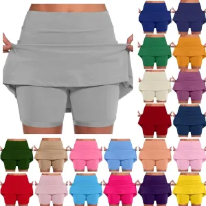 Skort Dress for Women Solid Skirt with Shorts Underneath High Waisted Workout Athletic Skorts Skinny Sports Golf Skirts