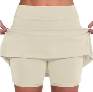 Skort Dress for Women Solid Skirt with Shorts Underneath High Waisted Workout Athletic Skorts Skinny Sports Golf Skirts