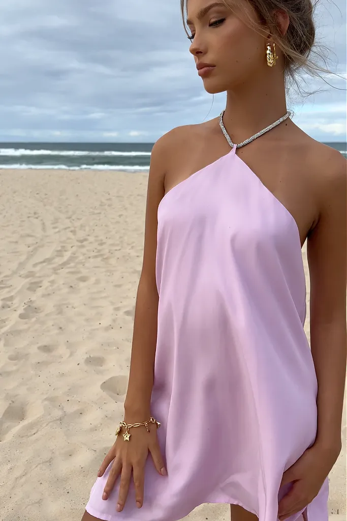 SKYLAR MINI DRESS - LILAC SILK