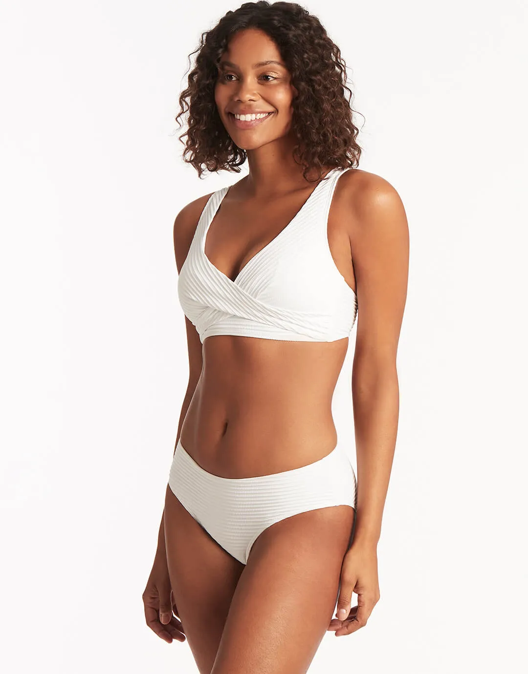 Spinnaker Cross Front Multi-Fit Bikini Top - White
