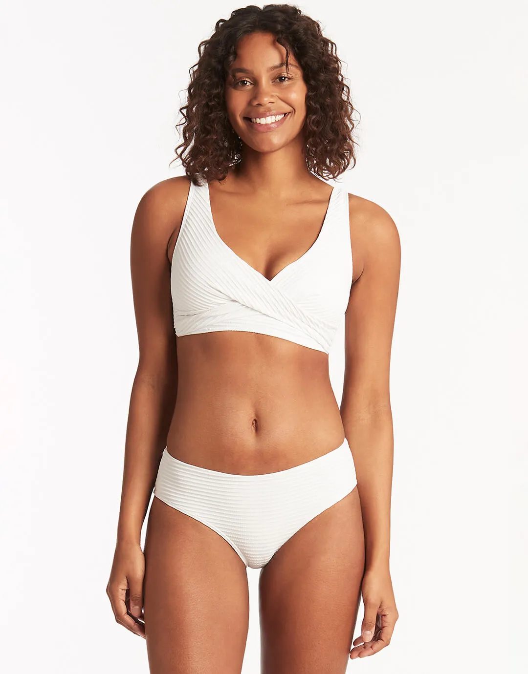 Spinnaker Cross Front Multi-Fit Bikini Top - White