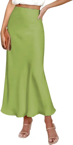 Spring Summer Skirts 2025 Satin Skirt High Waisted Maxi Cocktail Party Wedding A-Line Long Skirts