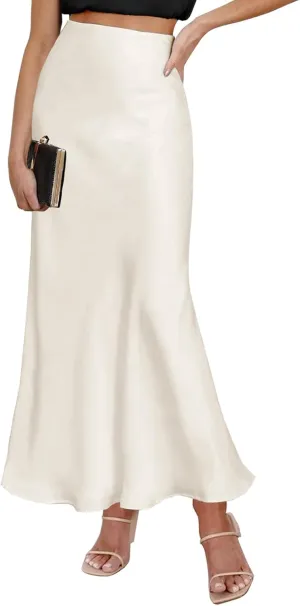 Spring Summer Skirts 2025 Satin Skirt High Waisted Maxi Cocktail Party Wedding A-Line Long Skirts