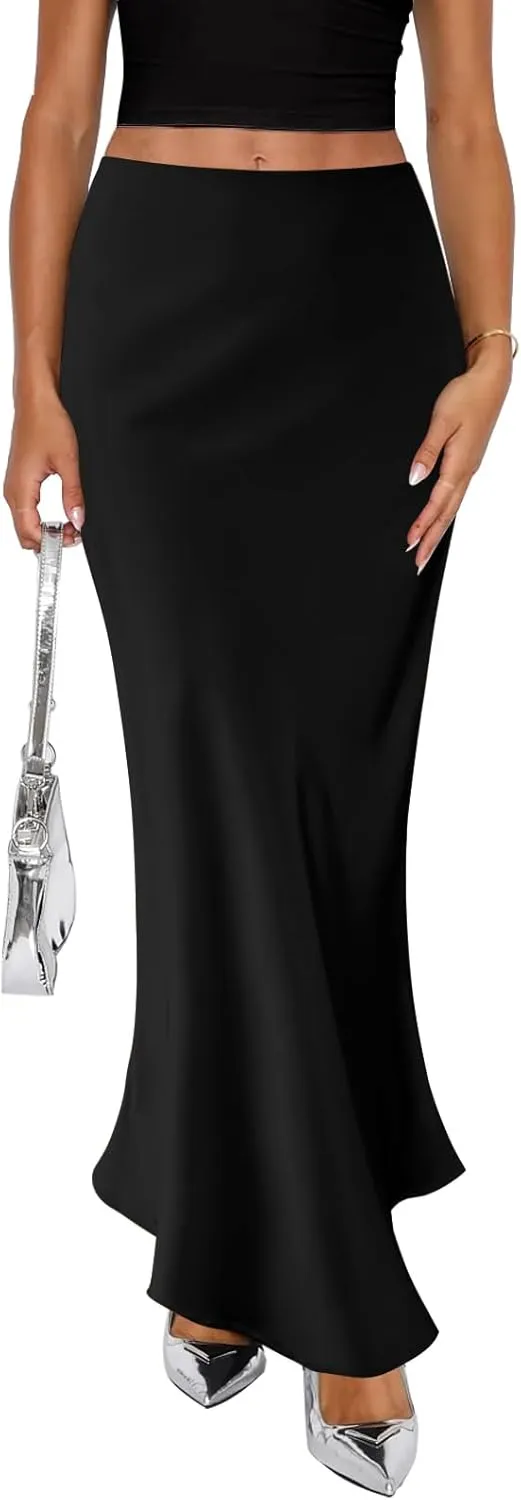 Spring Summer Skirts 2025 Satin Skirt High Waisted Maxi Cocktail Party Wedding A-Line Long Skirts