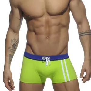 Square Cut Racing Stripe Swim Trunks