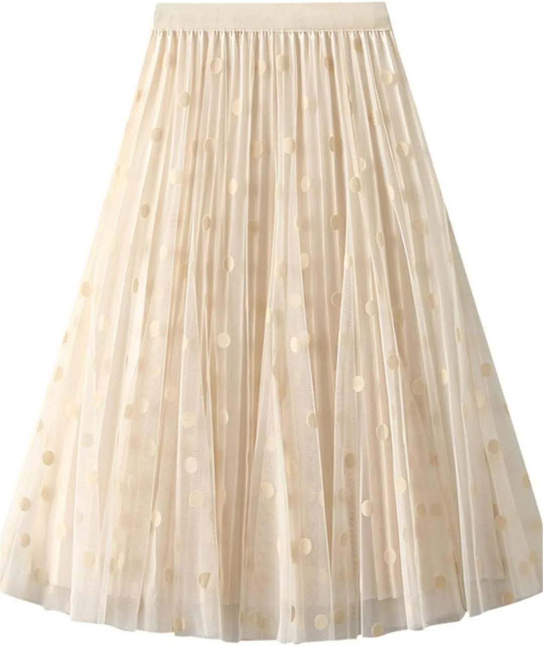 Summer Fashion Women Mesh Tulle Skirts Fashion Midi Pleated Skirt