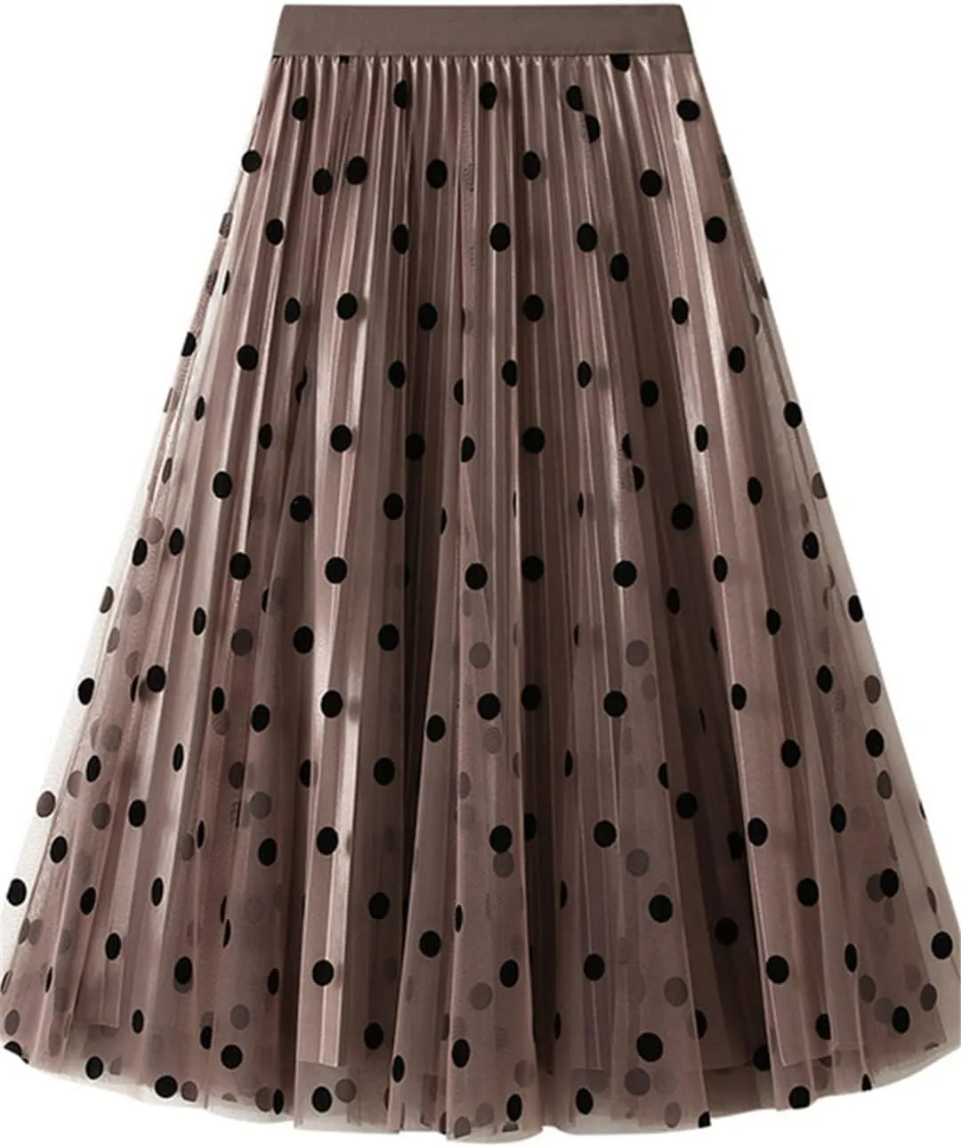 Summer Fashion Women Mesh Tulle Skirts Fashion Midi Pleated Skirt