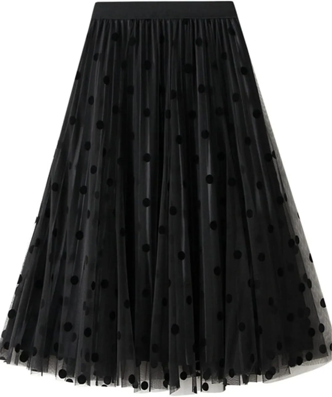 Summer Fashion Women Mesh Tulle Skirts Fashion Midi Pleated Skirt