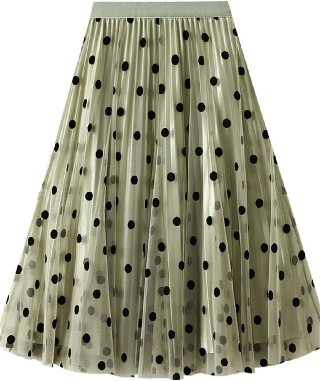 Summer Fashion Women Mesh Tulle Skirts Fashion Midi Pleated Skirt