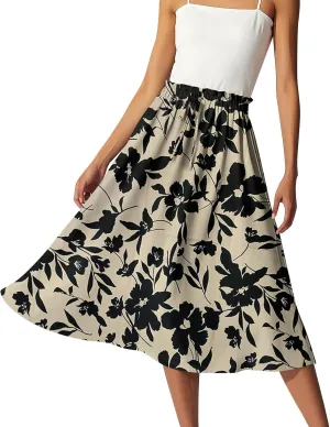 Summer Maxi Skirt for Women High Waist Flowy A-Line Long Skirt Boho Style