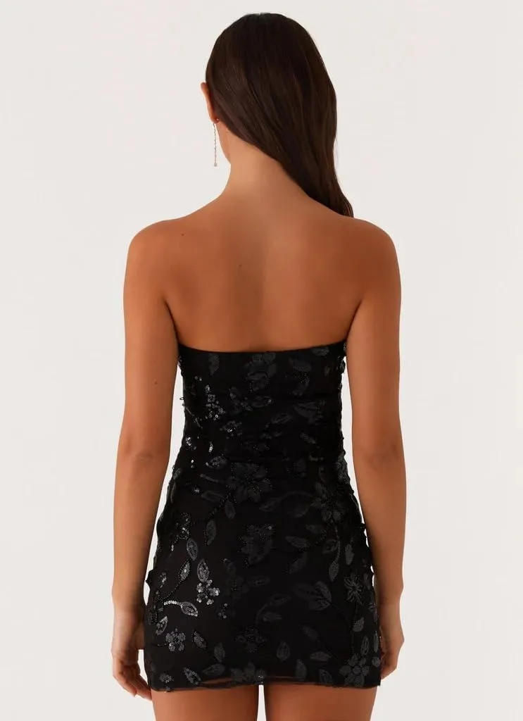 Summer Sequin Floral Embroidered Strapless Bodycon Mini Dresses Cute Coquette Y2k Clothes
