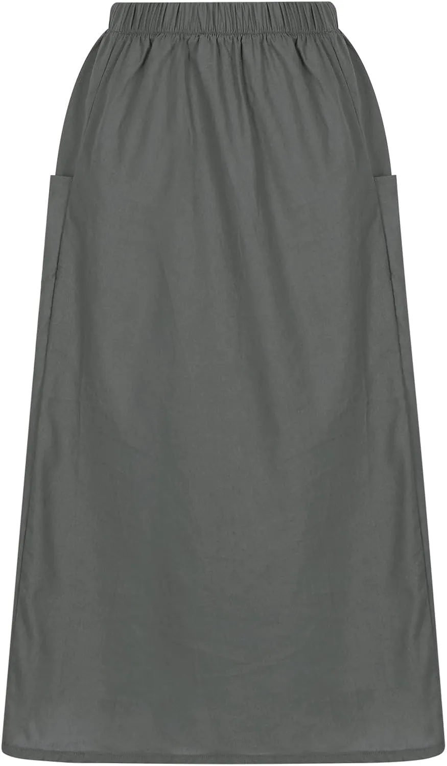 Summer Skirts for Women 2025 Trendy Soft Elastic Waisted Linen Skirt Midi Length Flowy Pleated Beach Maxi Skirt