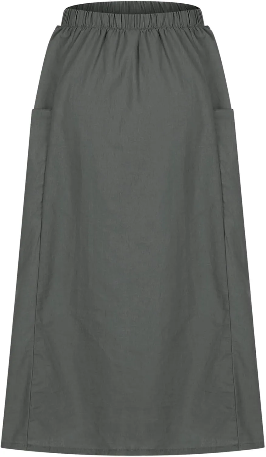 Summer Skirts for Women 2025 Trendy Soft Elastic Waisted Linen Skirt Midi Length Flowy Pleated Beach Maxi Skirt