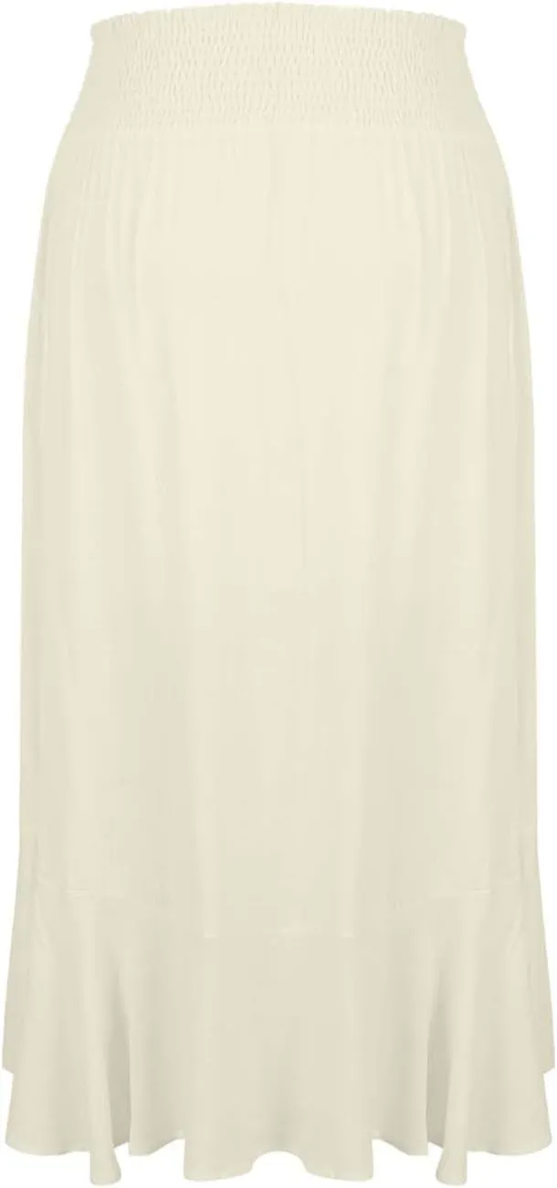 Summer Skirts for Women Vacation Beach Boho Pleated Long Skirt Front Button Elastic Waisted Maxi Skirt with Slit