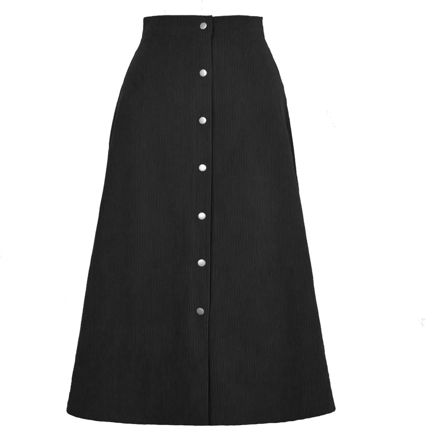 Summer Skirts for Women Vacation Beach Boho Pleated Long Skirt Front Button Elastic Waisted Maxi Skirt with Slit