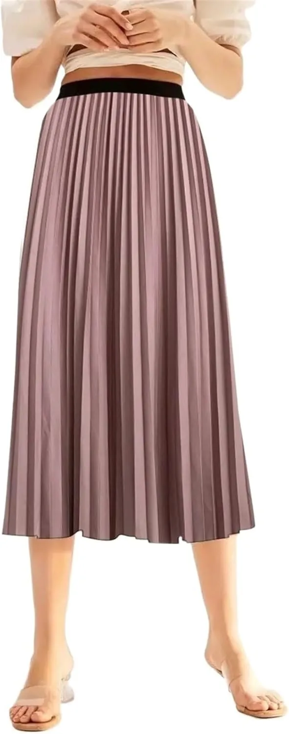 Summer Skirts Womens 2023 Vintage Floral Print Pleated Skirt Elastic High Waist Casual Midi Skirt Women Clothes