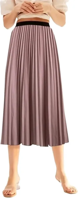 Summer Skirts Womens 2023 Vintage Floral Print Pleated Skirt Elastic High Waist Casual Midi Skirt Women Clothes