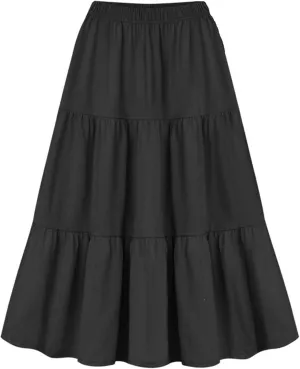 TANGNADE Women's Flowy Flared Ruffle Boho Long Skirt Summer Beach Maxi Skirt Plus Size Trending Spring Fashion Clothes