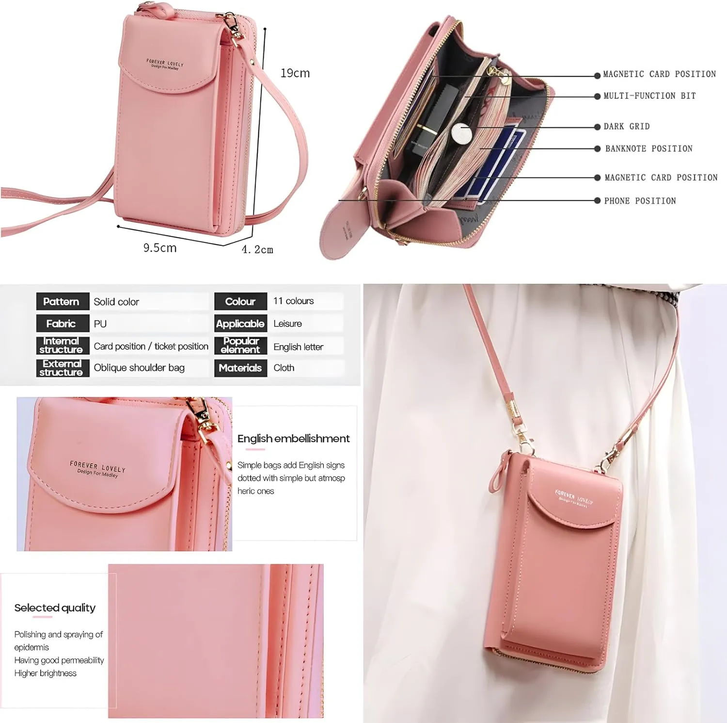 The Original Clutch Wallet PU Leather Crossbody Cell Phone Bag for Women Wallet Purse, High Original Capacity Clutch Wallet