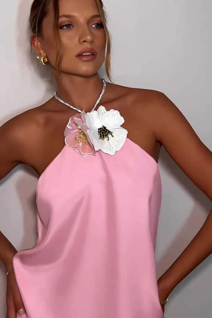TIFFANY MINI DRESS - PINK SILK