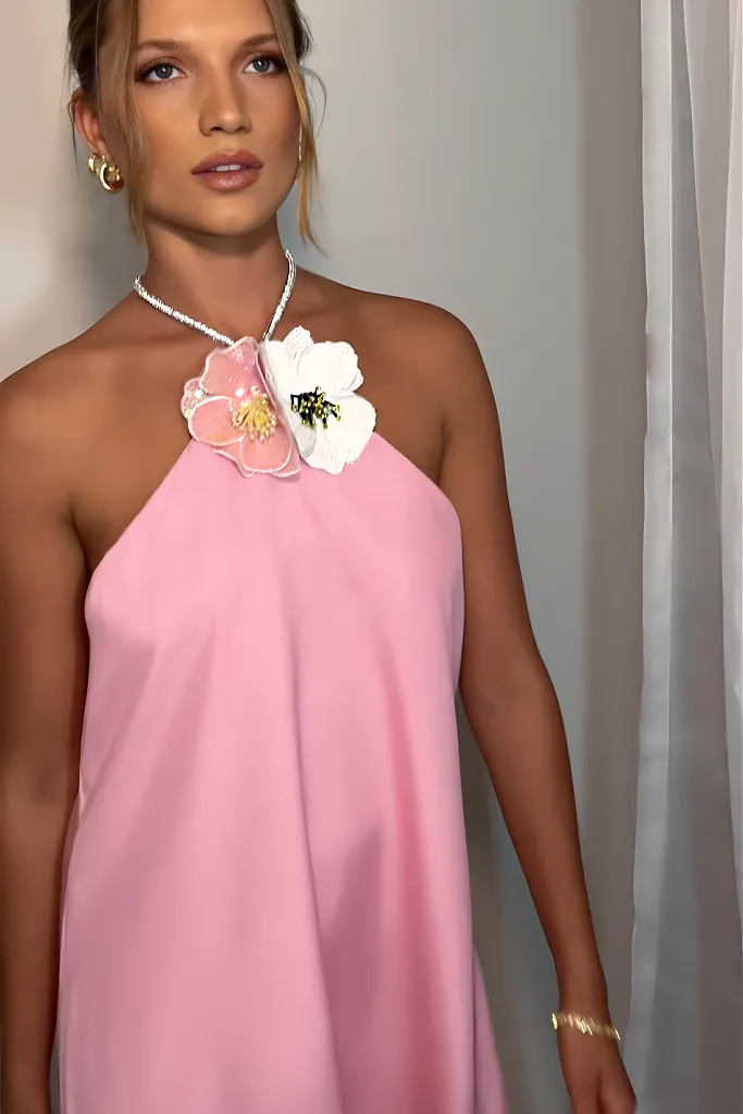 TIFFANY MINI DRESS - PINK SILK