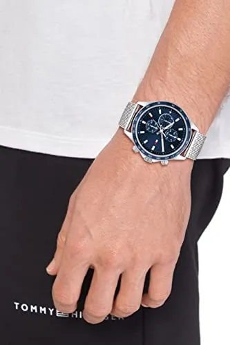 Tommy Hilfiger Men's Stainless Steel Case and Mesh Bracelet Watch, Color: Silver (Model: 1792018)
