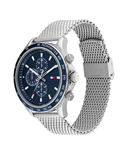 Tommy Hilfiger Men's Stainless Steel Case and Mesh Bracelet Watch, Color: Silver (Model: 1792018)