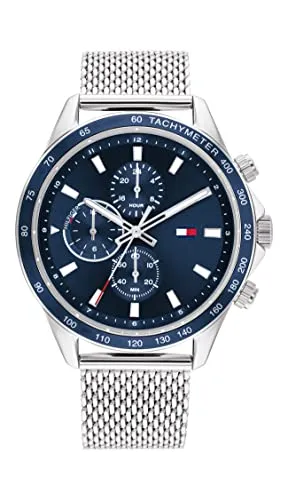 Tommy Hilfiger Men's Stainless Steel Case and Mesh Bracelet Watch, Color: Silver (Model: 1792018)
