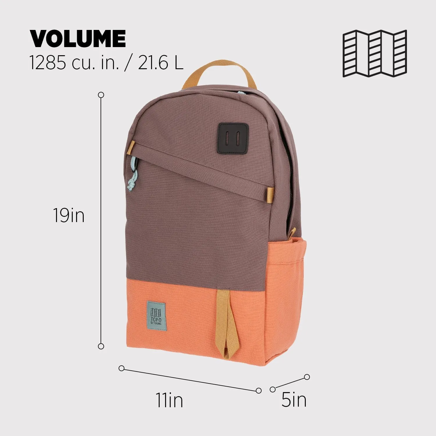 Topo Designs Daypack Classic - Coral/peppercorn - One Size