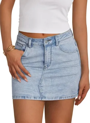 Trendy Queen Womens Denim Skirts Jean Short Mini Skirt Summer Outfits Fashion Cute Y2k Clothes with Pockets 2025