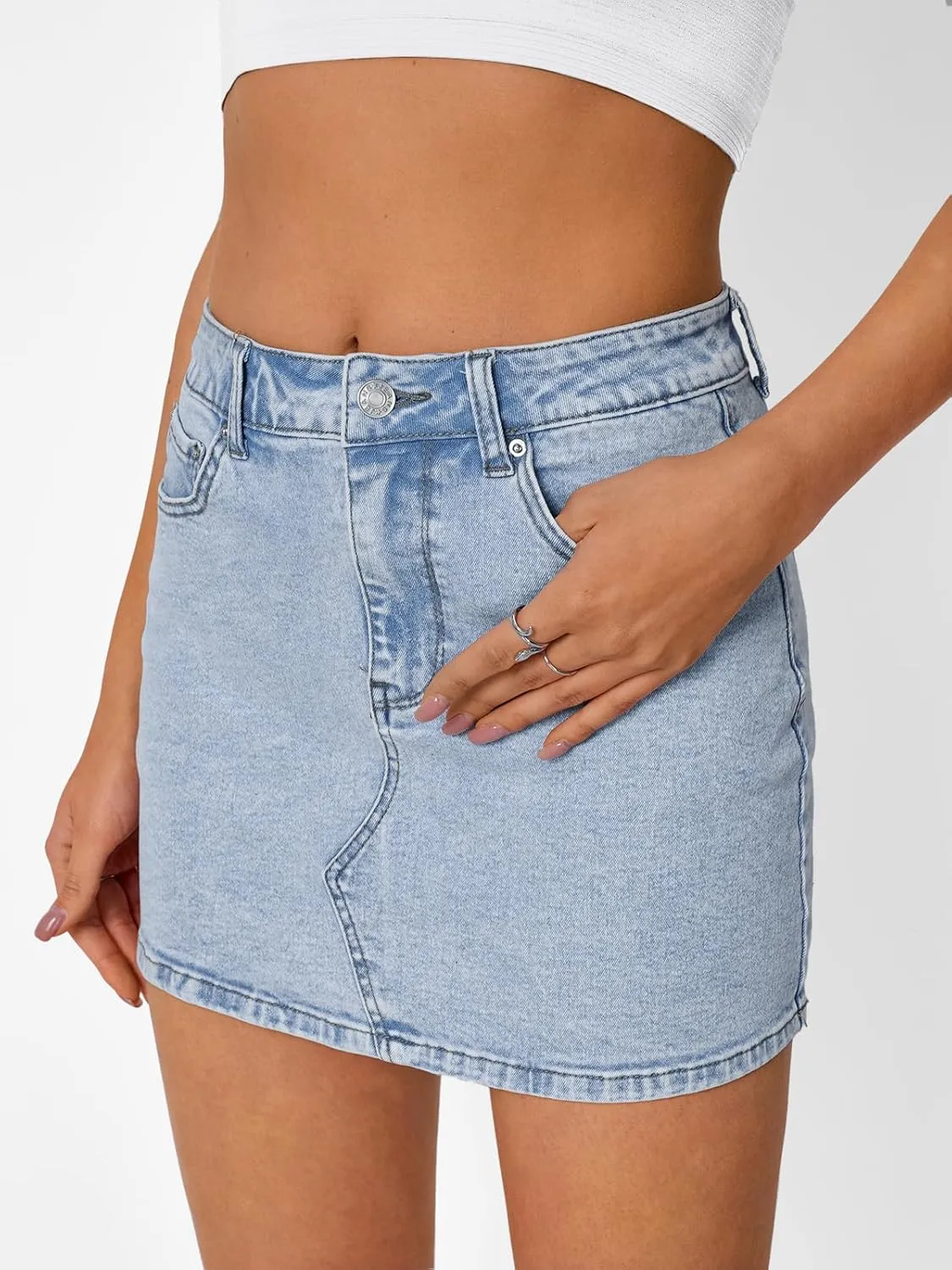 Trendy Queen Womens Denim Skirts Jean Short Mini Skirt Summer Outfits Fashion Cute Y2k Clothes with Pockets 2025