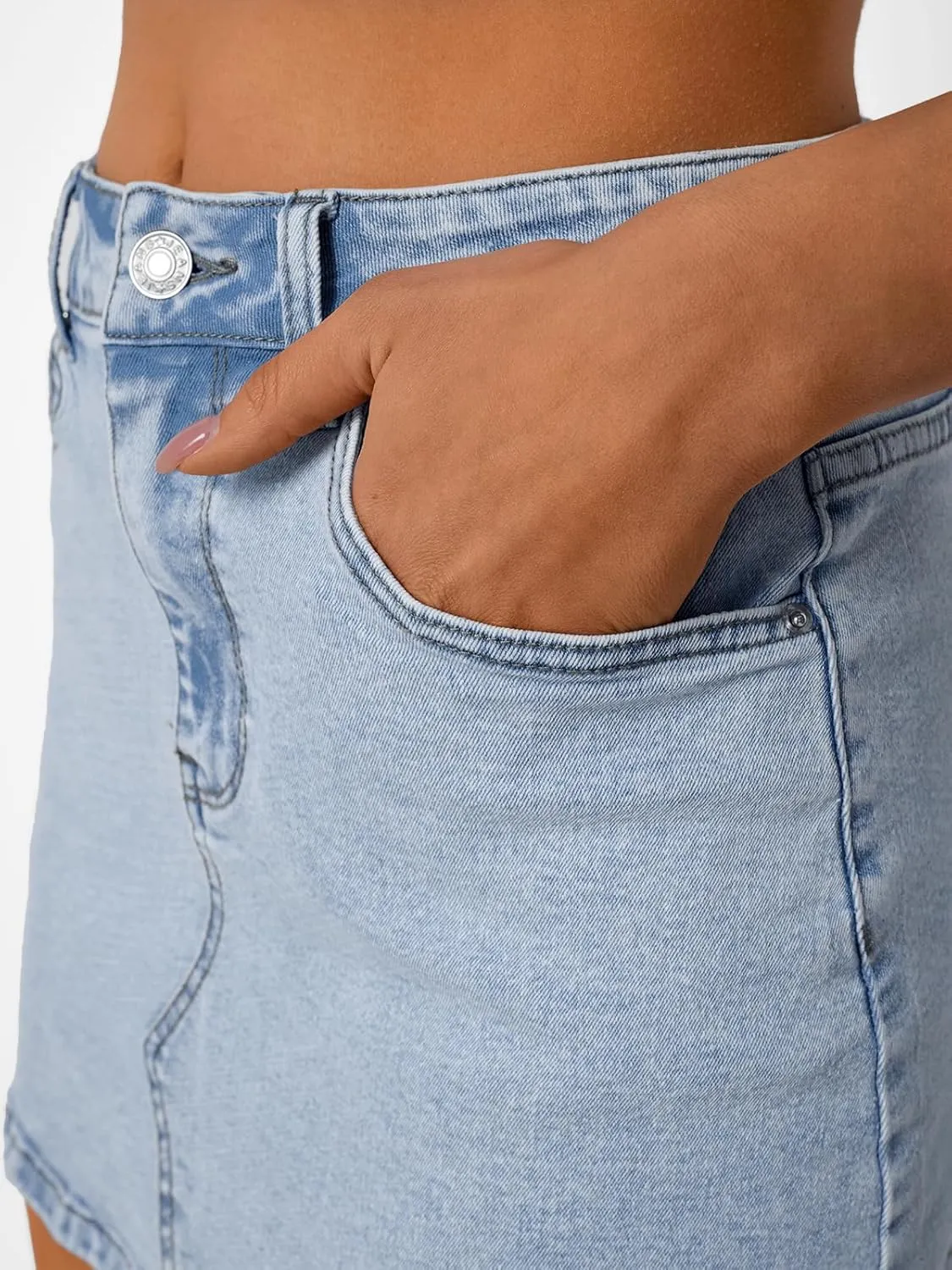 Trendy Queen Womens Denim Skirts Jean Short Mini Skirt Summer Outfits Fashion Cute Y2k Clothes with Pockets 2025