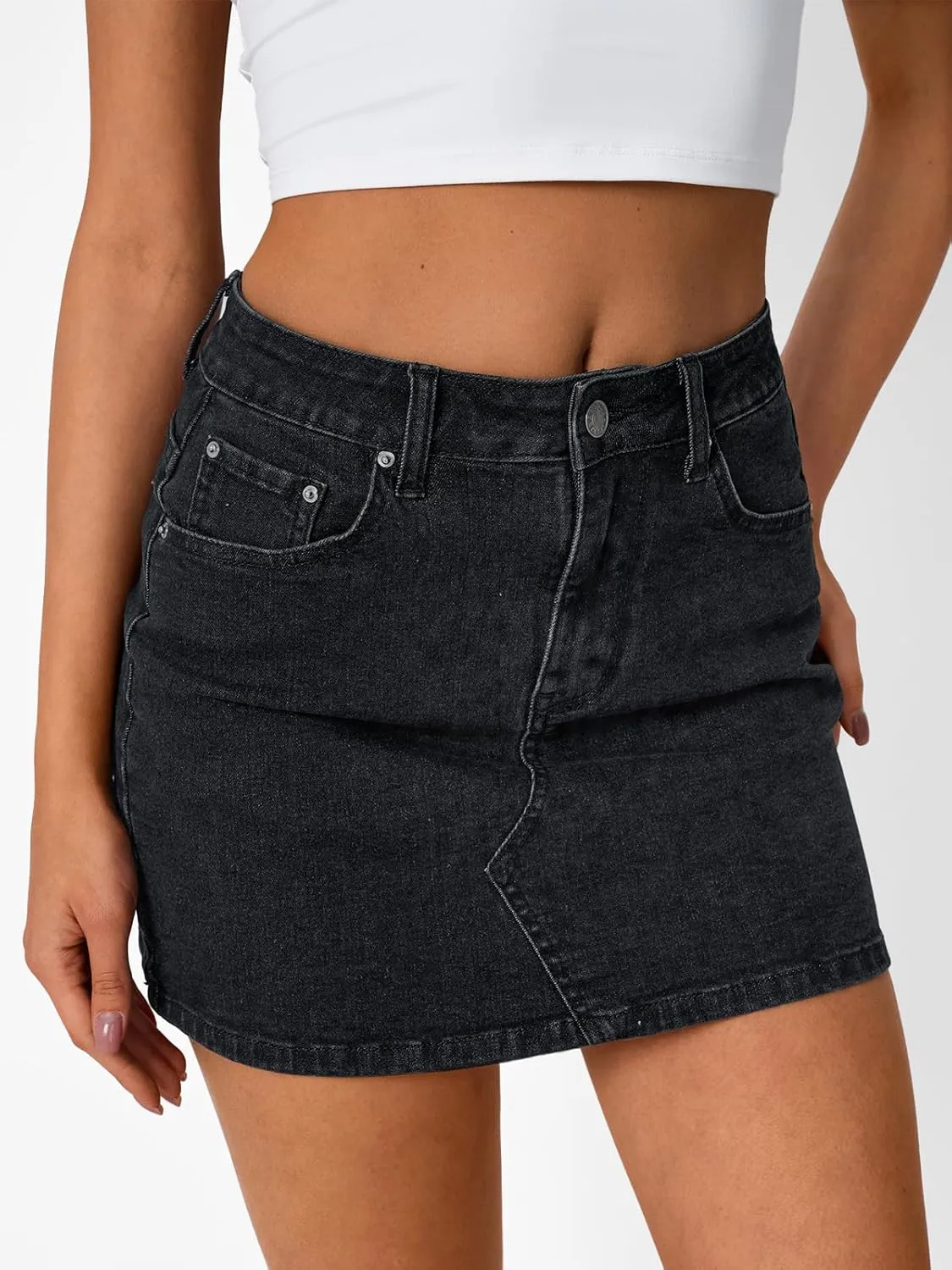 Trendy Queen Womens Denim Skirts Jean Short Mini Skirt Summer Outfits Fashion Cute Y2k Clothes with Pockets 2025