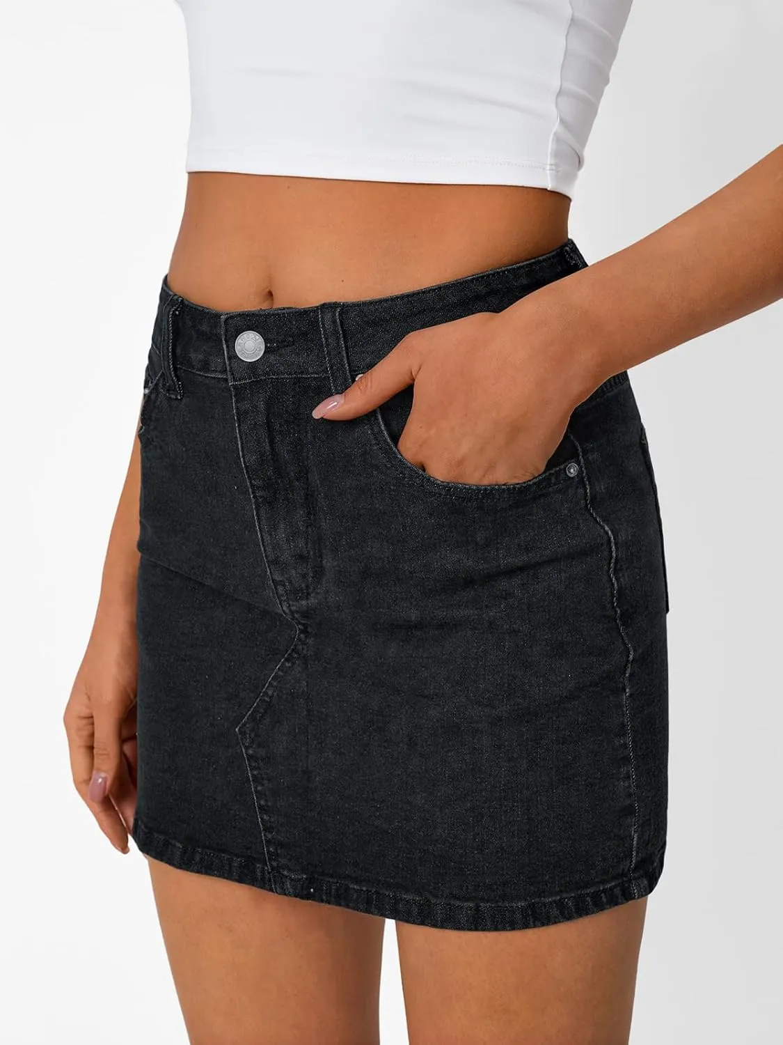 Trendy Queen Womens Denim Skirts Jean Short Mini Skirt Summer Outfits Fashion Cute Y2k Clothes with Pockets 2025