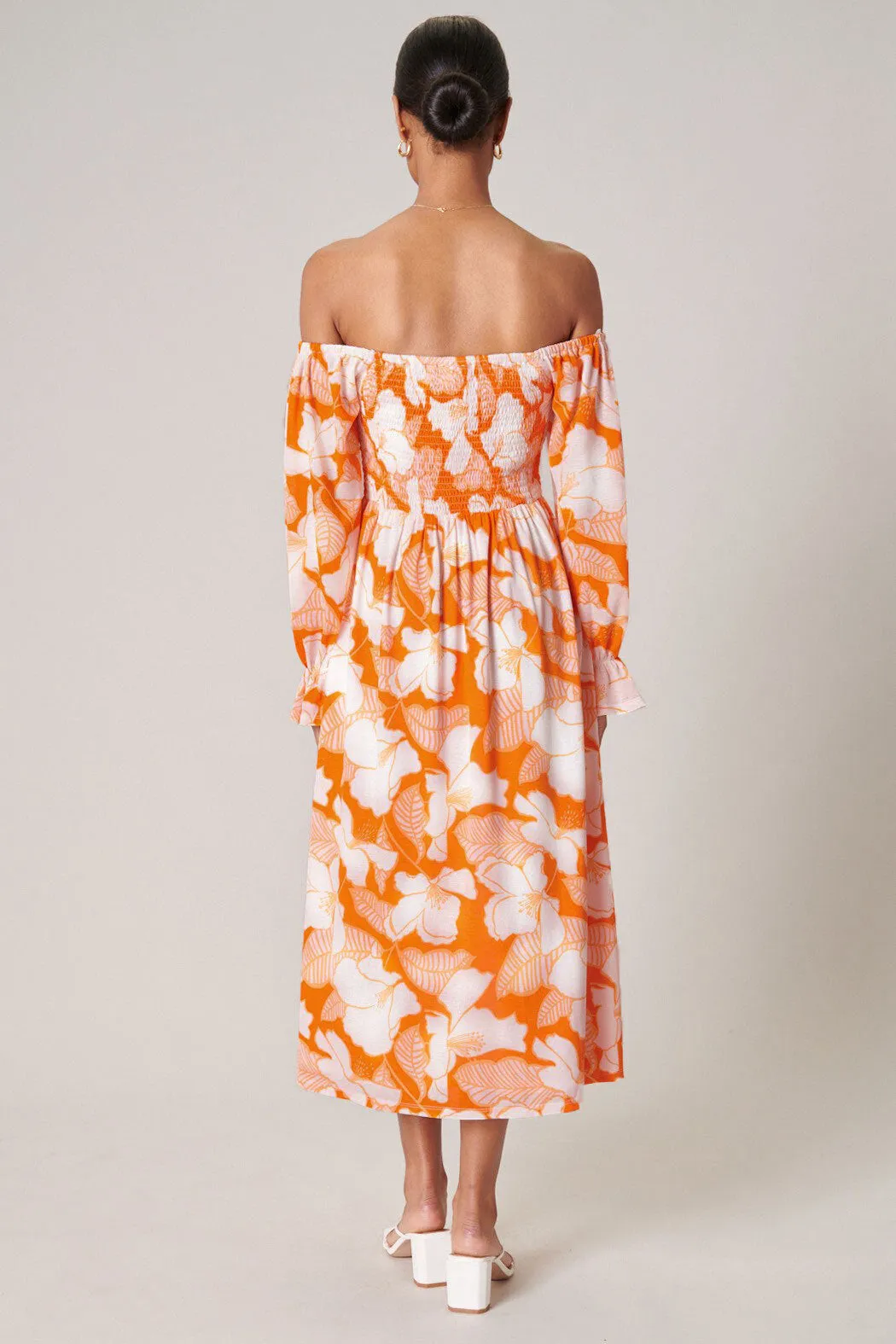 Tropical Tang Denni Smocked Midi Dress