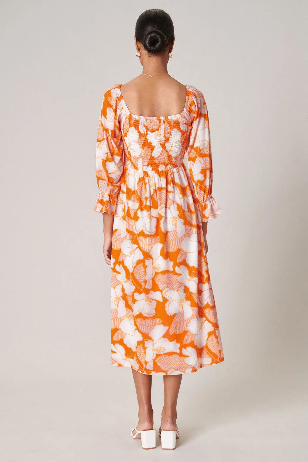 Tropical Tang Denni Smocked Midi Dress