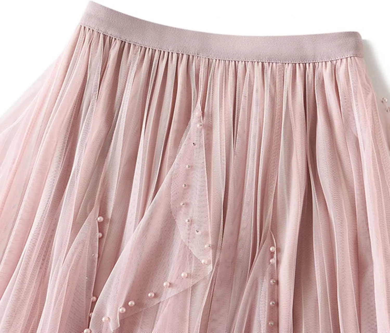 tuduoms Women's Long Tulle Tutu Skirt High Waist Pleated Layered Midi Skirt Sequin Flowy Maxi Skirt Dress for Wedding Party