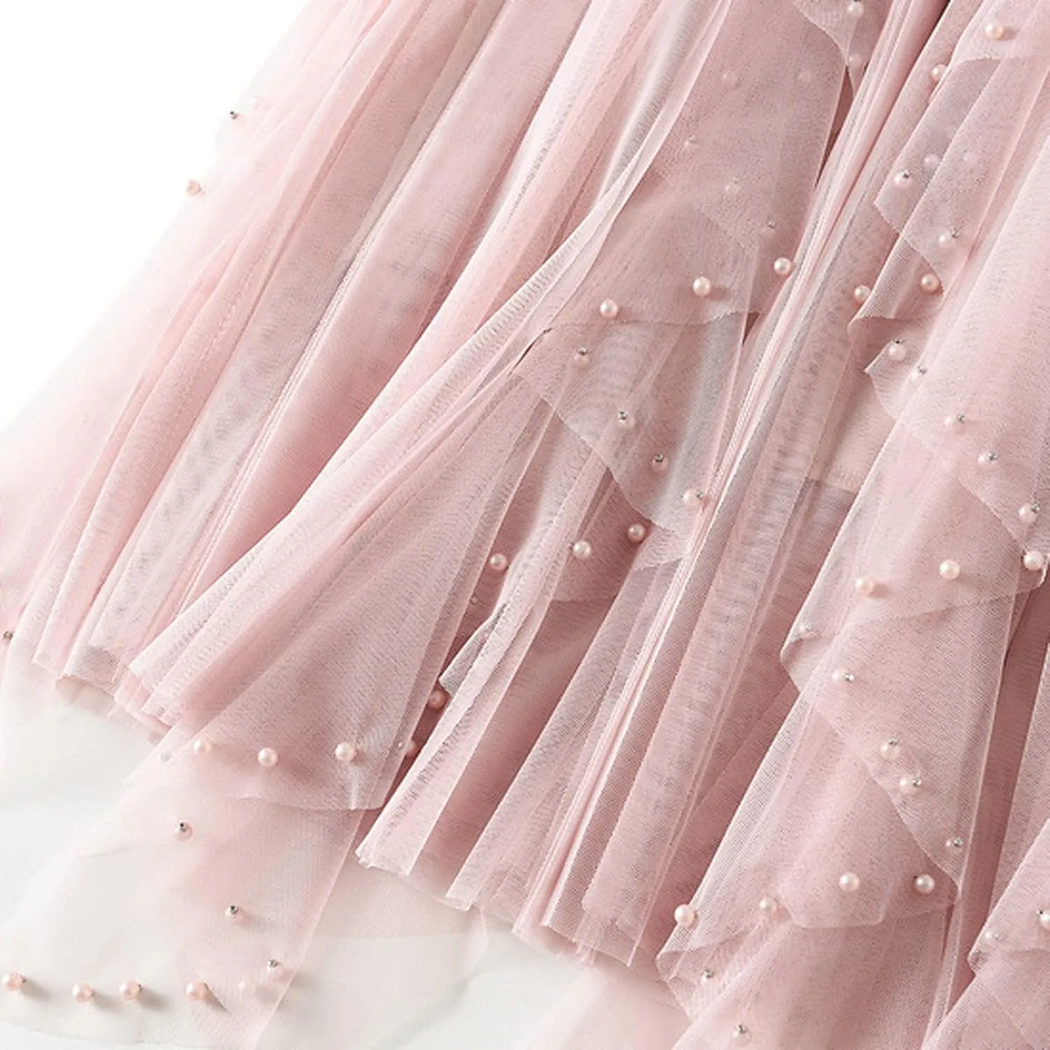 tuduoms Women's Long Tulle Tutu Skirt High Waist Pleated Layered Midi Skirt Sequin Flowy Maxi Skirt Dress for Wedding Party