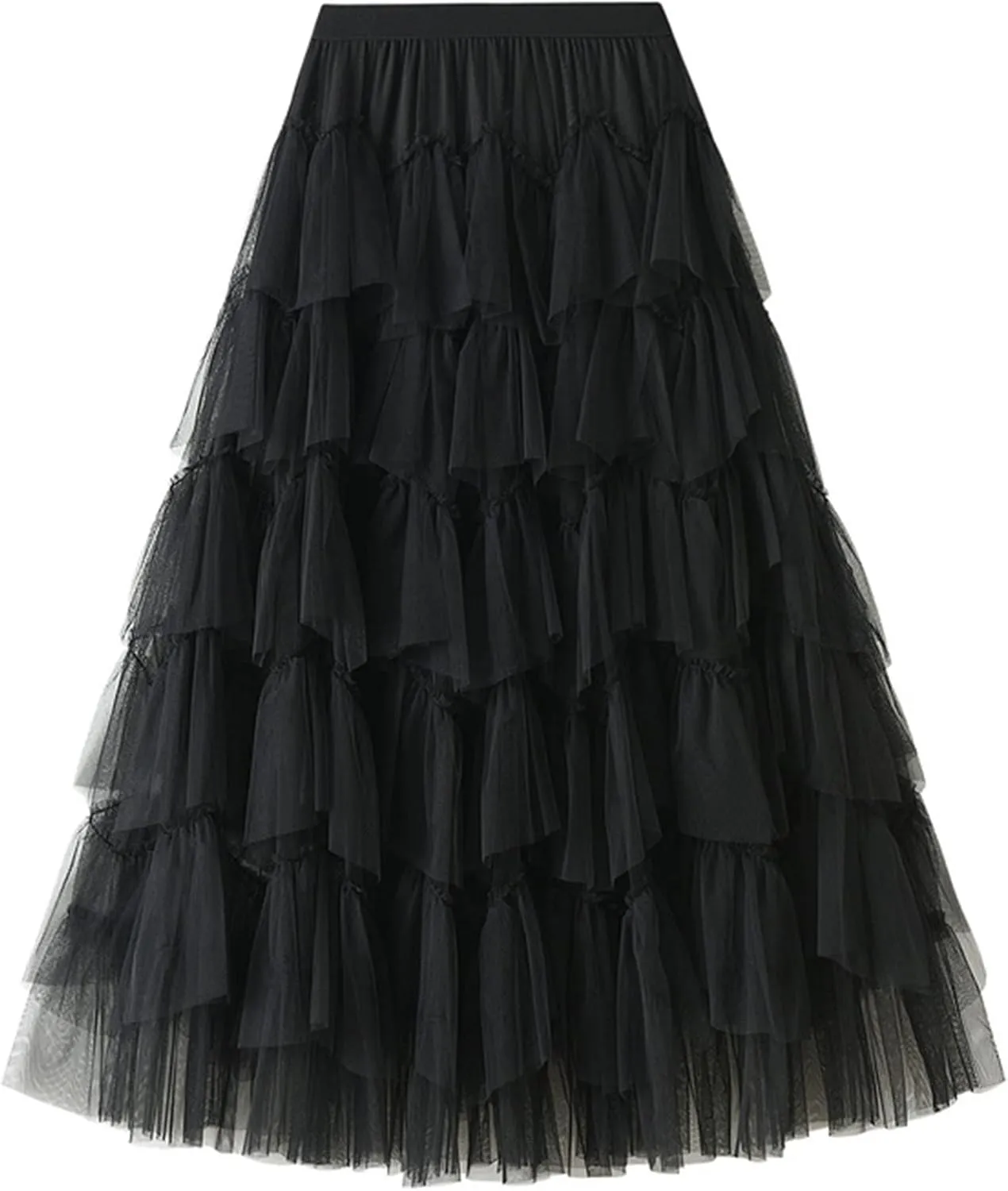 Tulle Skirts for Women, Tiered Layered Mesh Skirt, Elastic Waist A Line Maxi Tulle Skirts Petticoat