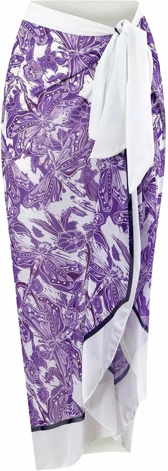 Two Piece Bathing Suits for Women Tummy Control Swimsuit Beach Coverup Maxi Wrap Skirts High Waisted Bikini Tankini Set