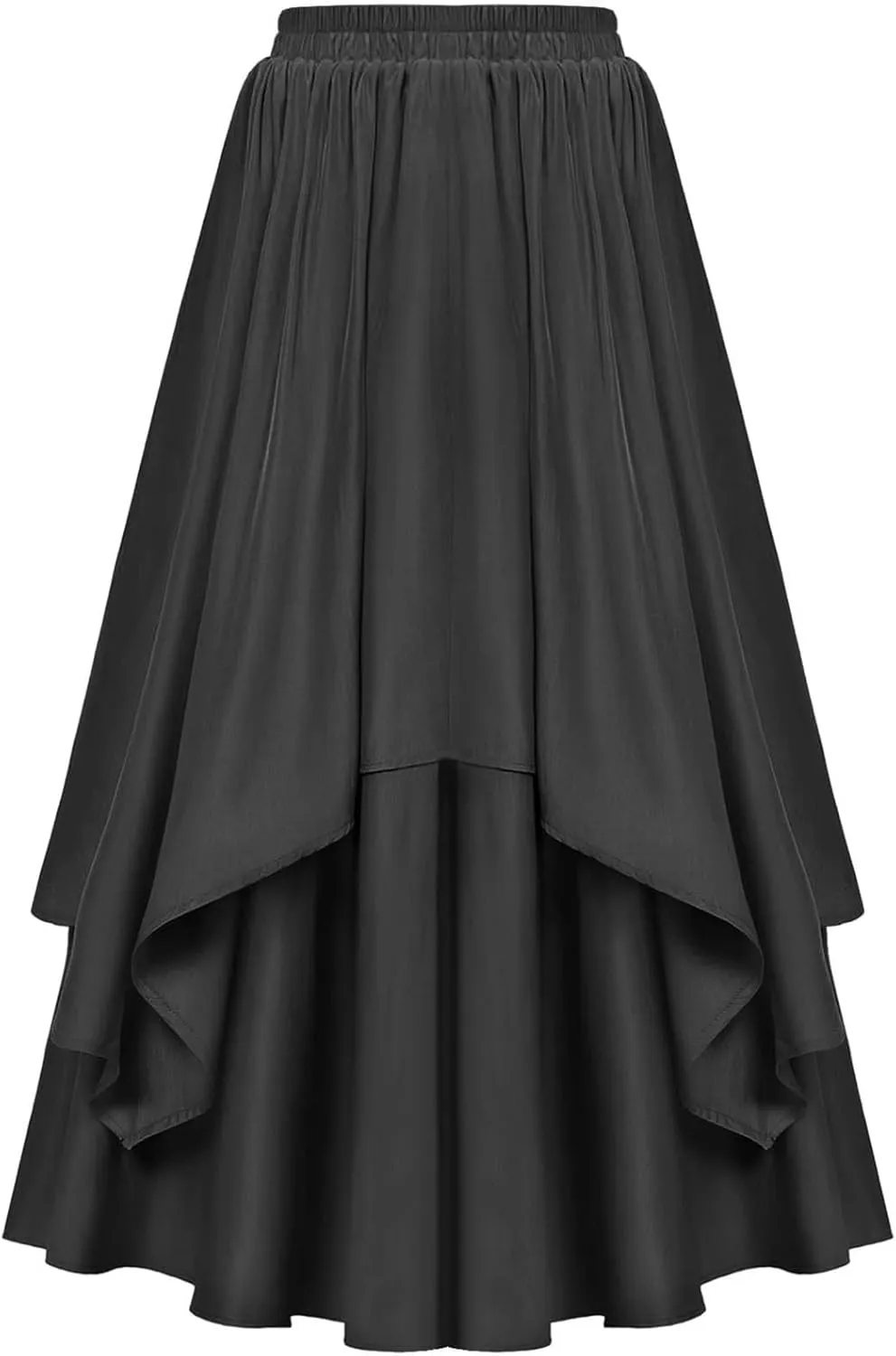 Vintage Ankle-Length Skirts for Women Pleated Tiered Long Skirts High Waisted Asymmetrical Ruffle A Line Maxi Skirt
