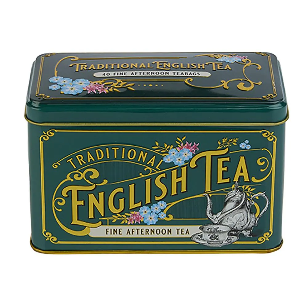 Vintage Victorian Classic Tea Tin - Bottle Green