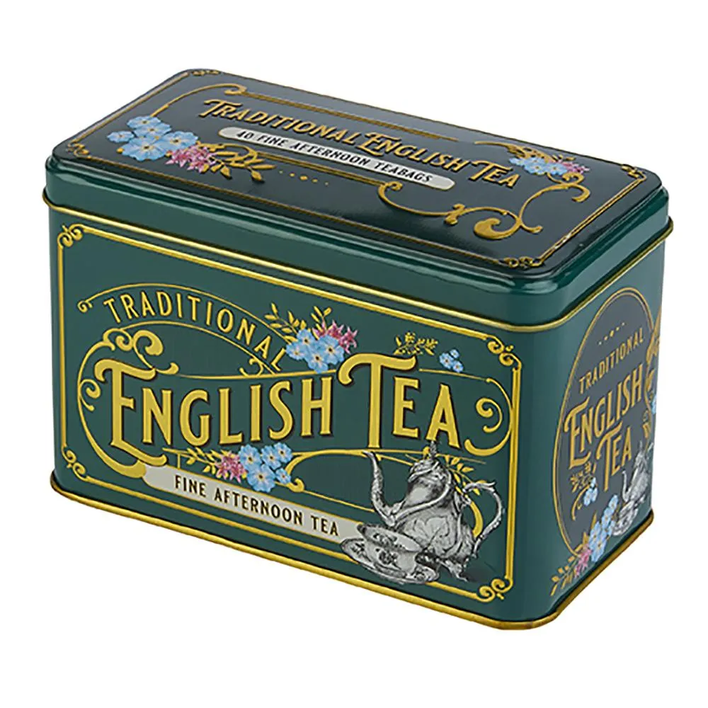 Vintage Victorian Classic Tea Tin - Bottle Green