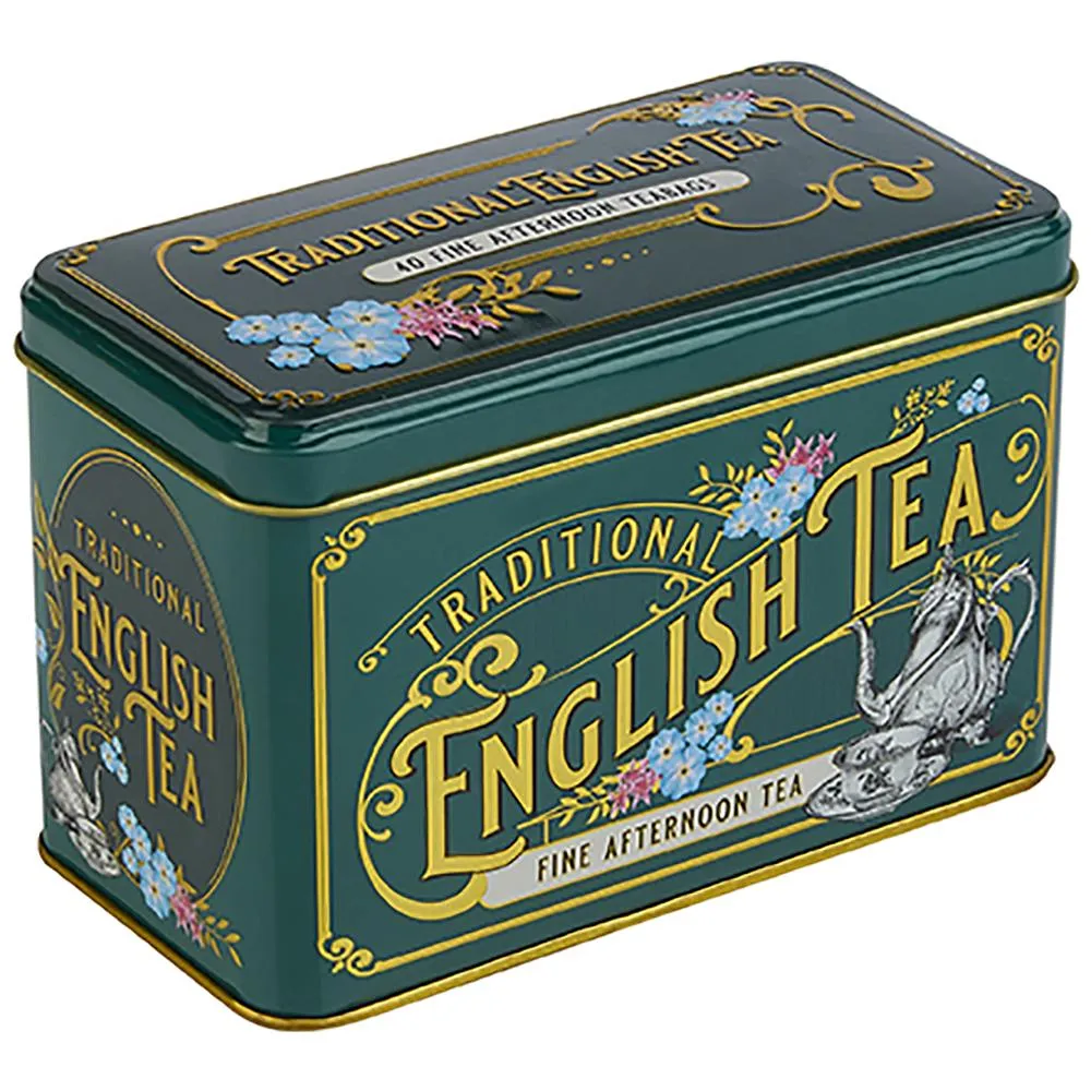 Vintage Victorian Classic Tea Tin - Bottle Green