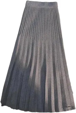 Vsadsau Women's Knitted Midi Skirt Stretch High Waisted Solid Color A-Line Retro Pleated Skirts