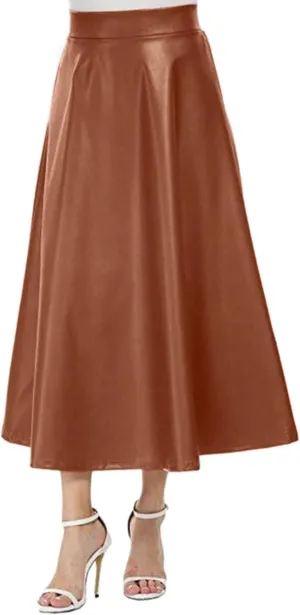 Waist High Solid Skirt Color Skirts Long Womens Line Leather Faux A Skirt Pleated Skirts for Women
