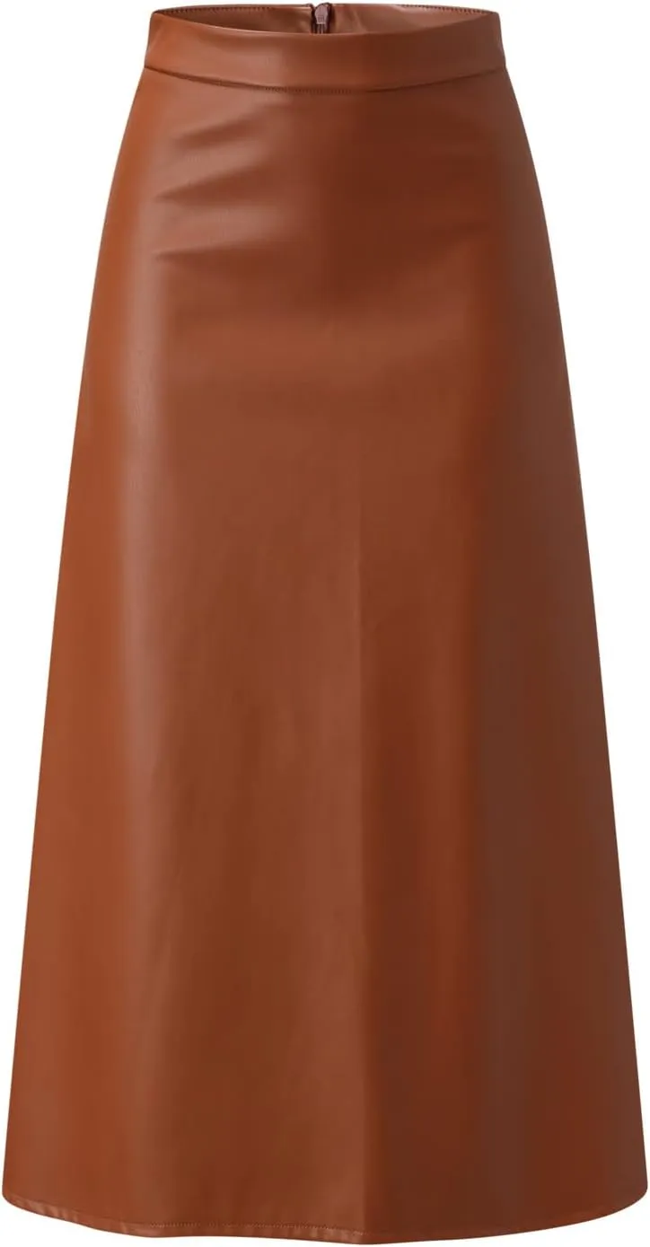 Waist High Solid Skirt Color Skirts Long Womens Line Leather Faux A Skirt Pleated Skirts for Women