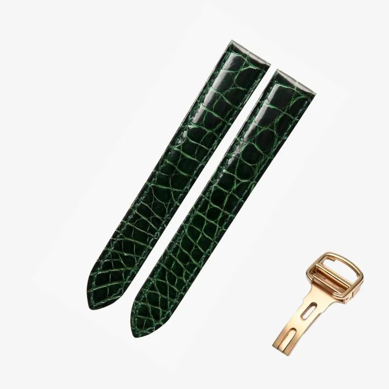 WATCHESMATE Dark Green Leather Strap for Cartier Tank Collection Watches