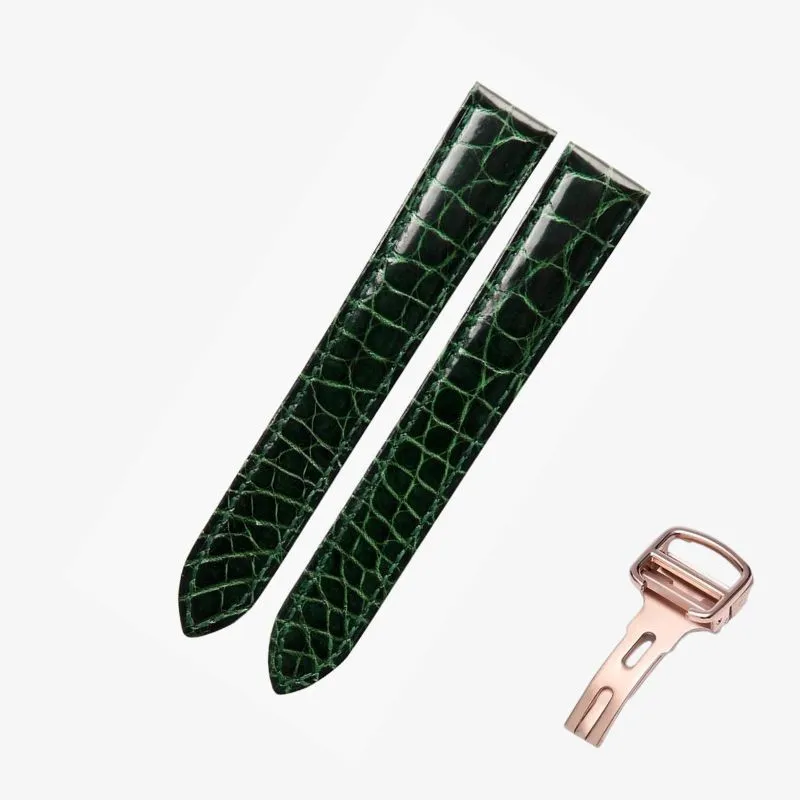 WATCHESMATE Dark Green Leather Strap for Cartier Tank Collection Watches