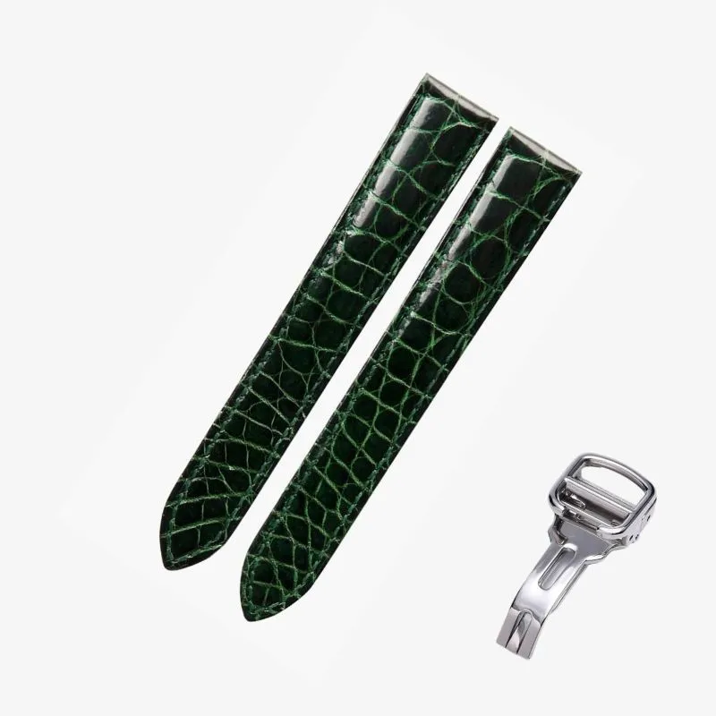 WATCHESMATE Dark Green Leather Strap for Cartier Tank Collection Watches